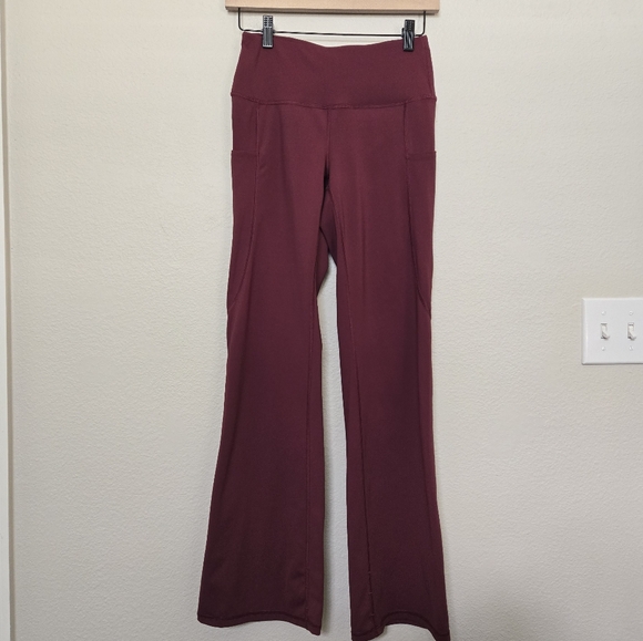 Lifesky High Waist Pockets Flare Leggings size XS Burgundy - Picture 1 of 10